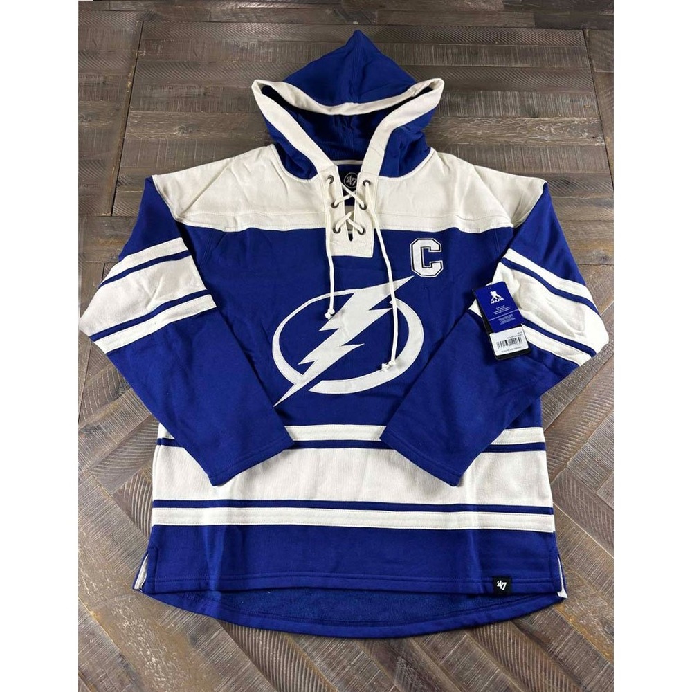 47 NHL Tampa Bay Lightning Steven Stamkos Lacer Hoodie Blue White Mens Large NWT